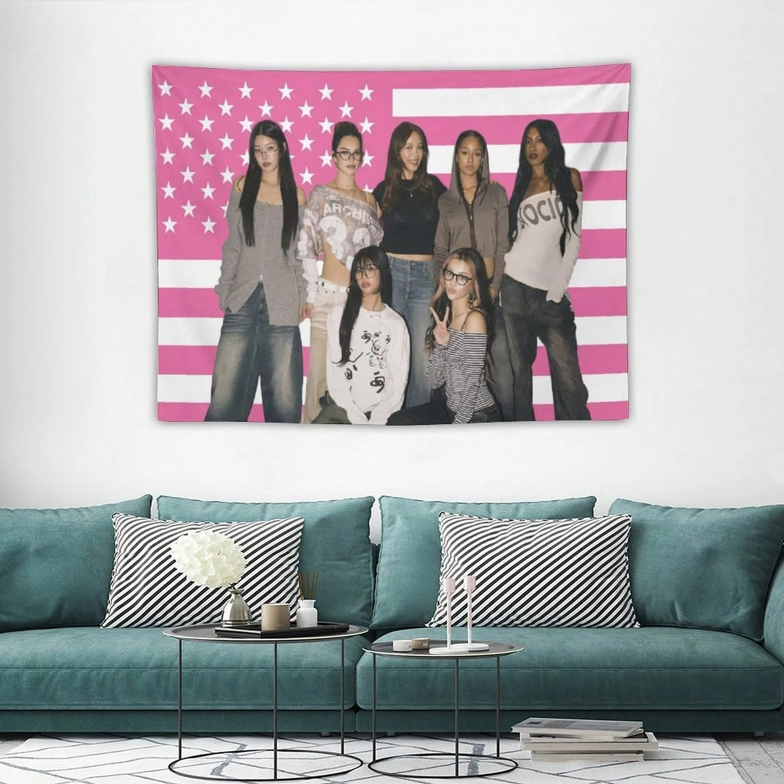 1pc Music Poster Tapestry KATSEYE Flag Polyester Fiber 2D Printed Wall Hanging for Bedroom Living Room Home Wall Art Decor Gift