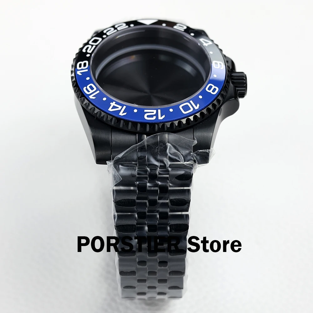 High Quality 40mm NH35 watch Case Black Pvd Jubilee Strap Stainless steel Bracelet for NH35 NH36 movement Sub GMT Yacht cases