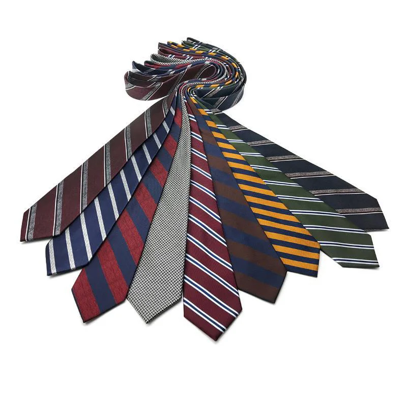 Venta al por mayor, corbatas clásicas de 8CM para hombre, corbatas clásicas para boda, fiesta de negocios, rayas de poliéster, Jacquard a rayas, accesorios Ascot