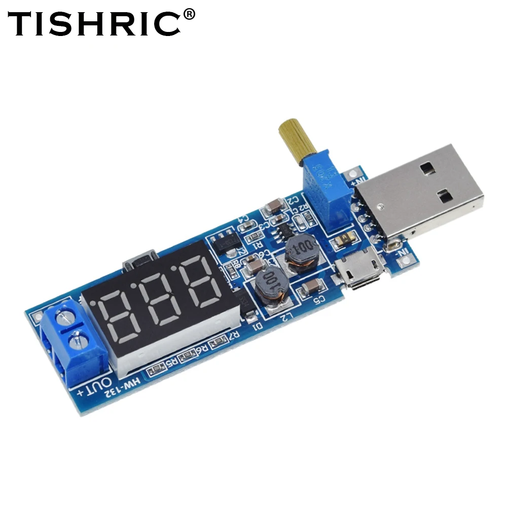 TISHRIC USB Boost Module DC-DC 5V To 3.3V/24V USB Boost Power Supply Module USB DC Converter 12V Adjustable Out DC 1.2V-24V