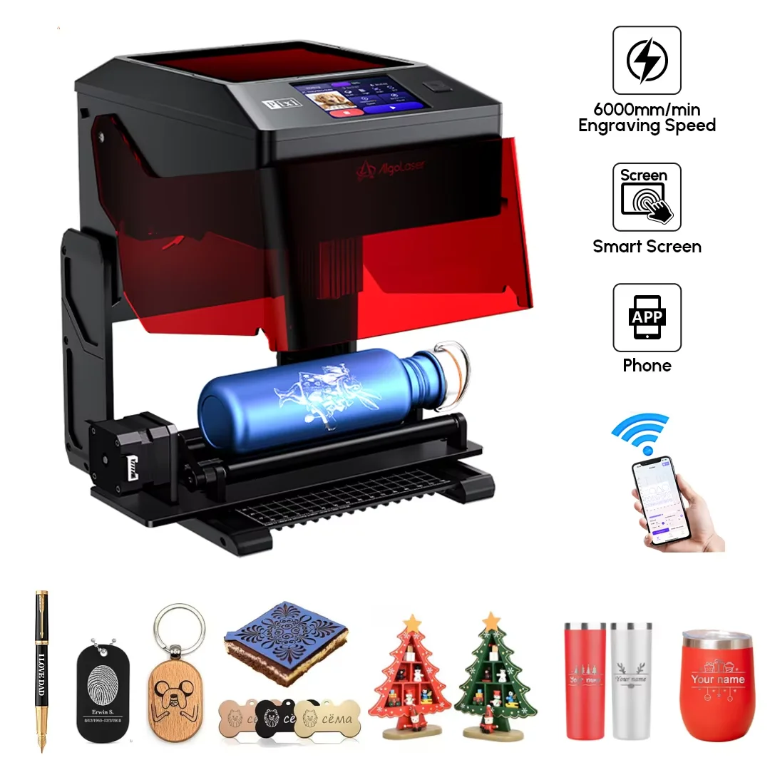 

ALGO Laser Engraver Machine Pixi Smart Touch Screen AlgoType Portable 100x100mm Engraving Cutting For Metal Dog Tag Leather Wood