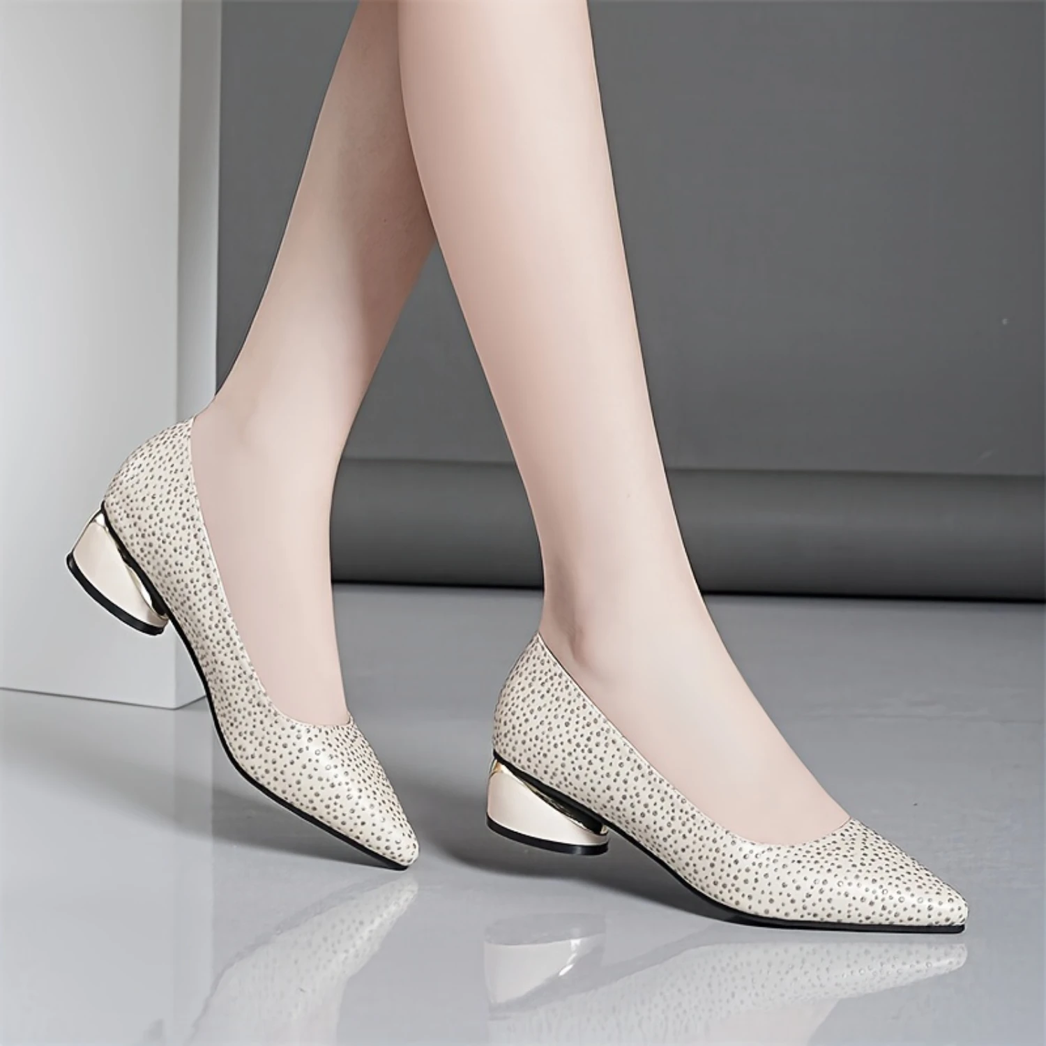 

Women's Low Heel Pumps, Fashion Pointed Toe Slip-On Comfort Shoes, Elegant Footwear For Office & Casual Wear