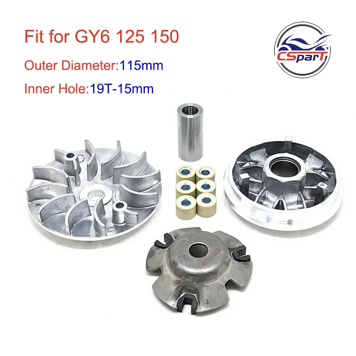 115MM 19T Zestaw wariatora GY6 125cc 150cc 152QMI 157QMJ Jonway Baja Kazuma Baotian Skuter Go Kart ATV Części