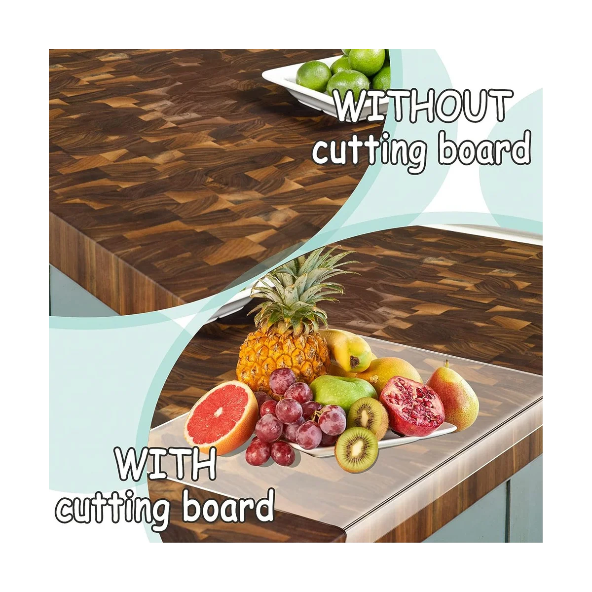 Acrylic Chopping Boards for Kitchen Counter with Lip, 45 x 35 Clear Acrylic Non- Transparent Chopping Board