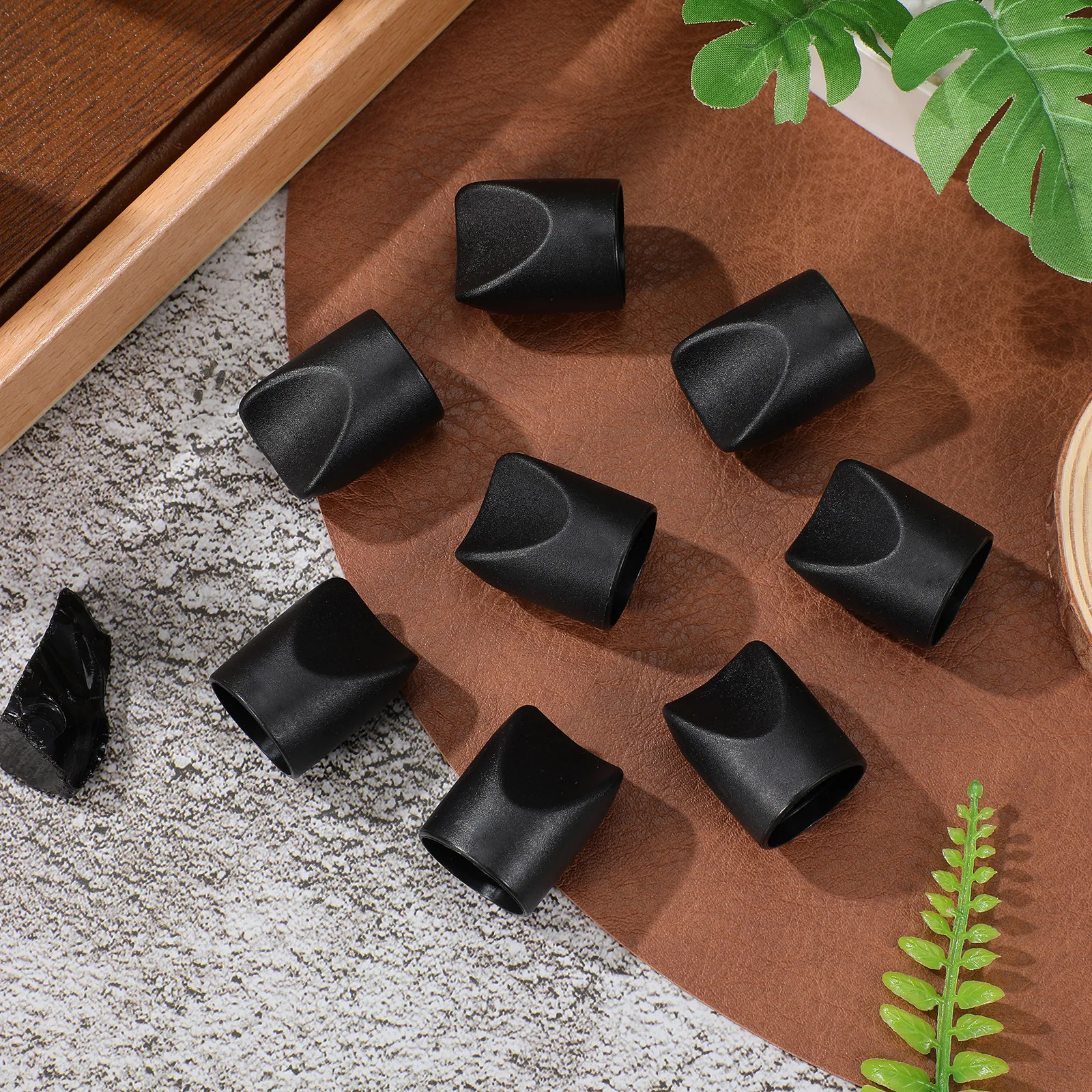 8Pcs Black Folding Chair Stability Caps Heavy-Duty Plastic End Plugs Universal Fit for Metal Upholstered Patio Outdoor Furniture