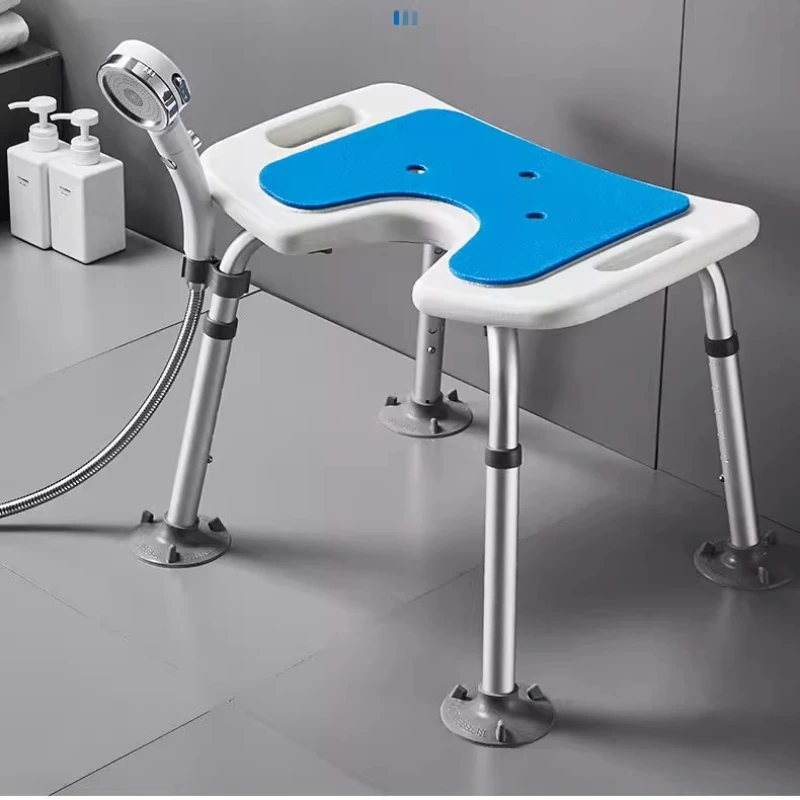 ‌Lightweight Shower Chair, Anti-Slip Bath Stool, Tool-Free Medical Bench, Elderly Safety Bathroom Support with Drain Holes