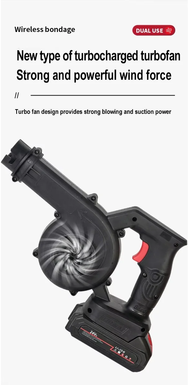 21V Electric Cordless Industrial Grade Hand Blower DC Power with One Battery for DIY Lawn Care Air Fuel Leaf Blowing