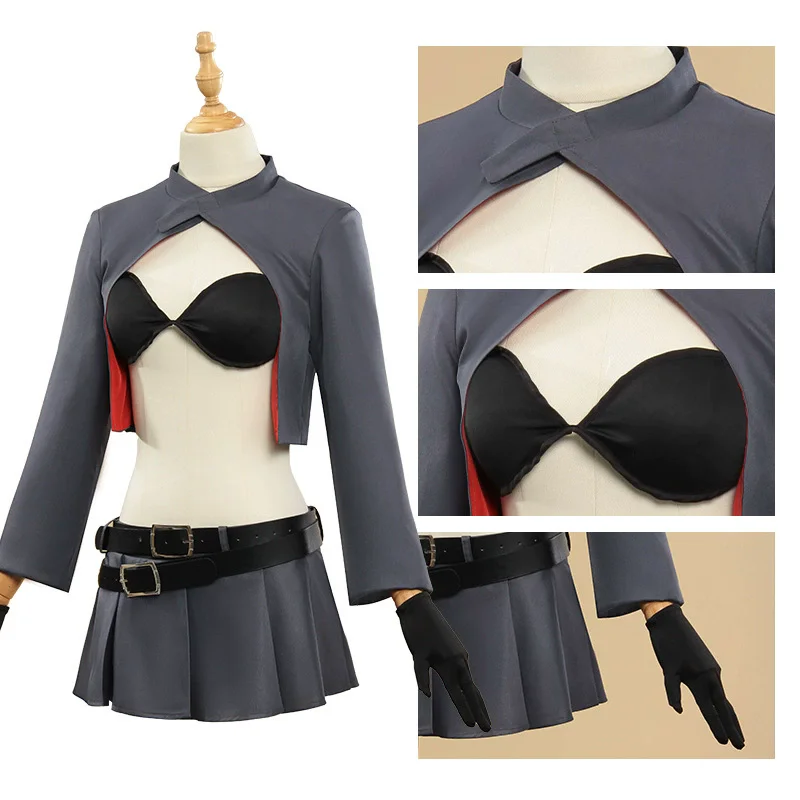 Disfraz de Anime Noragami Bishamon, chaqueta gris, falda, sombrero, peluca, mujer, traje Sexy de Carnaval y Halloween