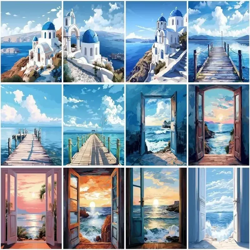 

472749 Paint By Number Seascape DIY Pictures By Numbers Kits Hand Painted Painting Art Drawing On Canvas Gift