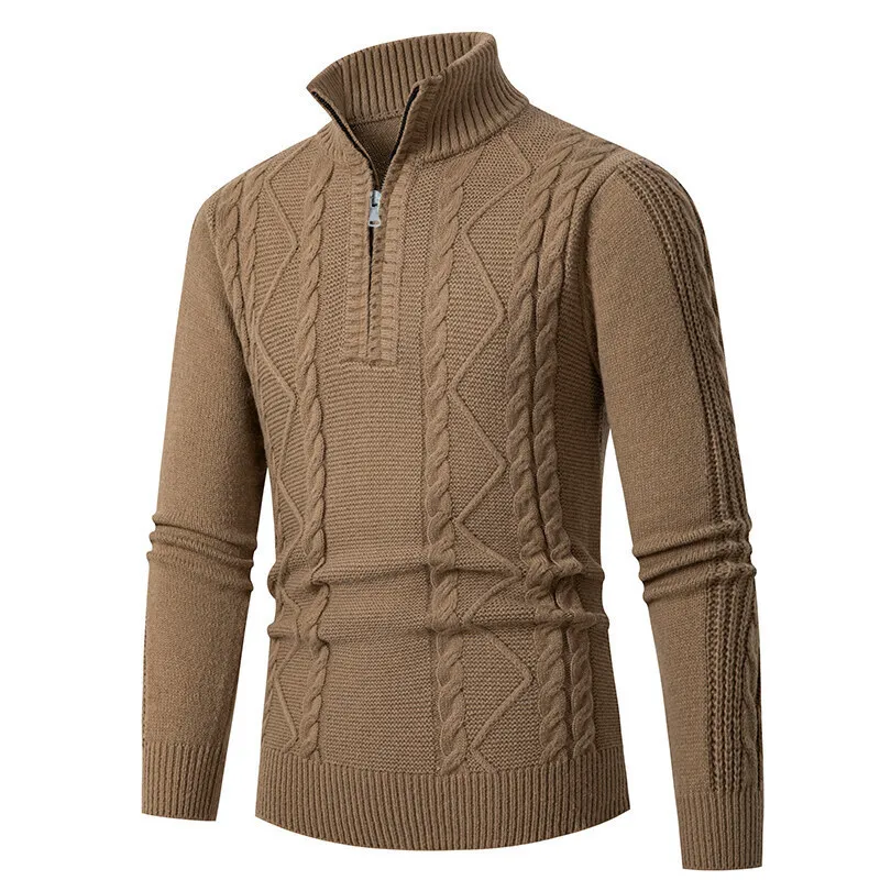 Youthful Casual Men's Knitted Sweater Autumn Winter Fashion Slimming Thickened Base Layer Trendy Knitwear for Men