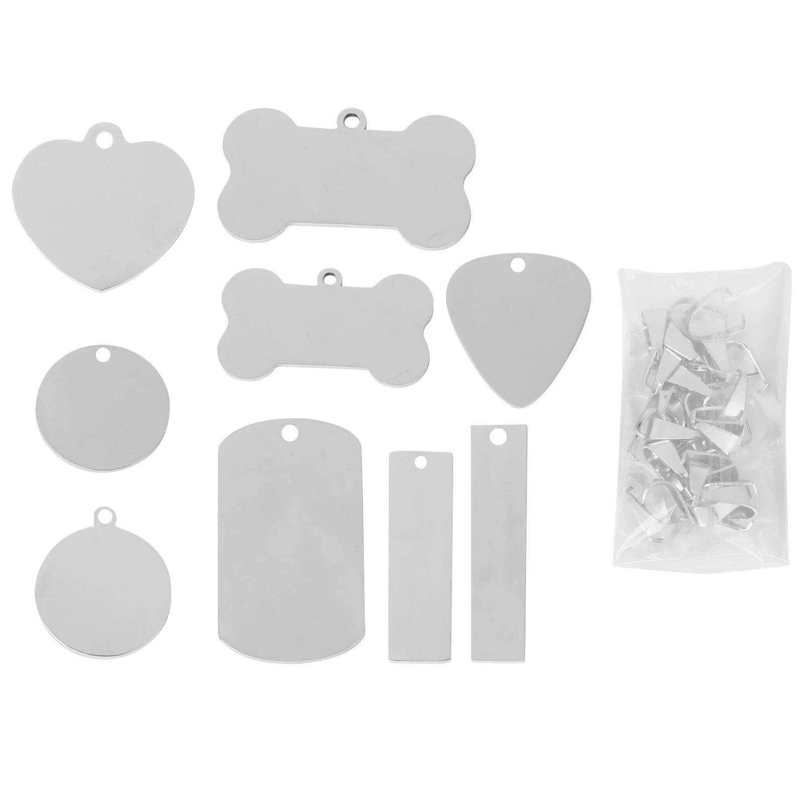 24pcs Stainless Steel Pet Charms Blank Tags Stamping Pendants For Dogs Cats Jewelry Making Durable Tag Pet Supplies