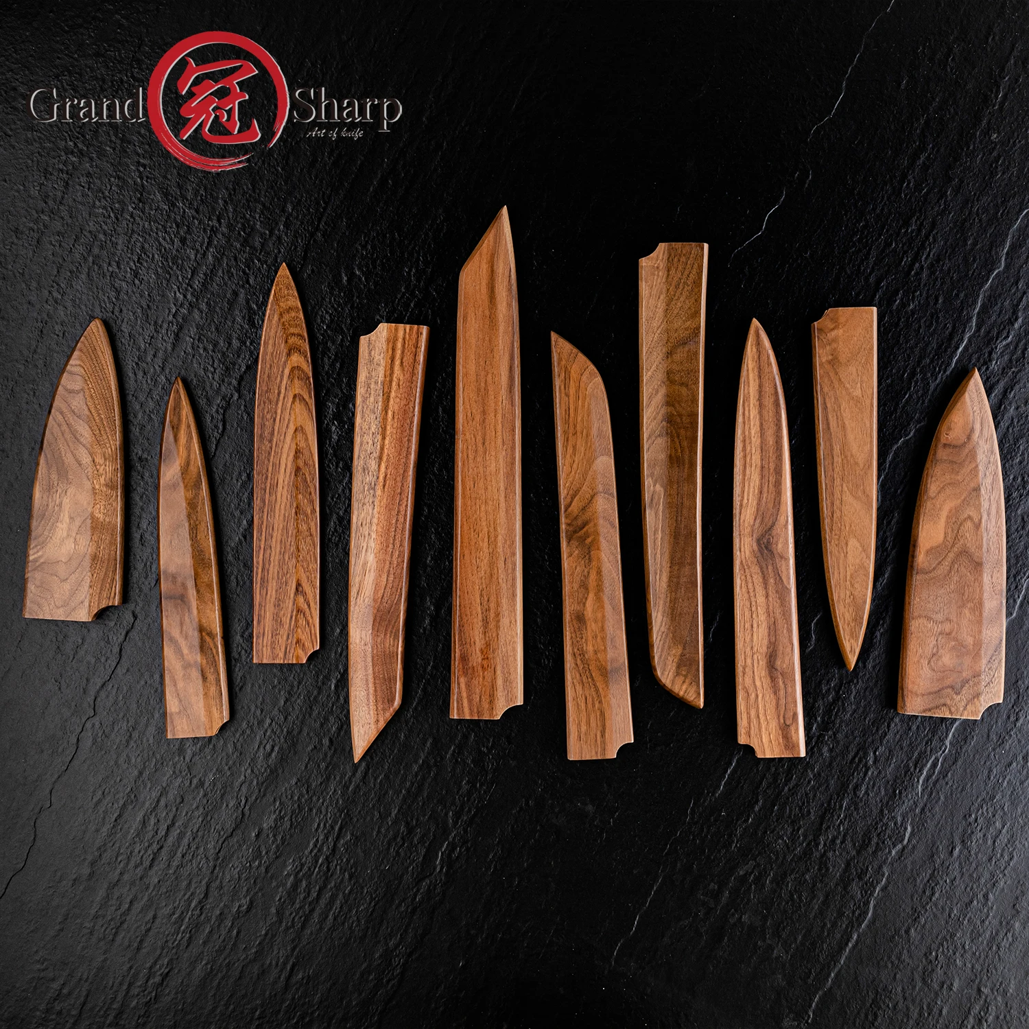 Grandsharp Magnetic Kitchen Wooden Knife Sheath Sashimi Knife Wooden Saya Cover Magnetic Blade Protector for Japanese Chef Knife