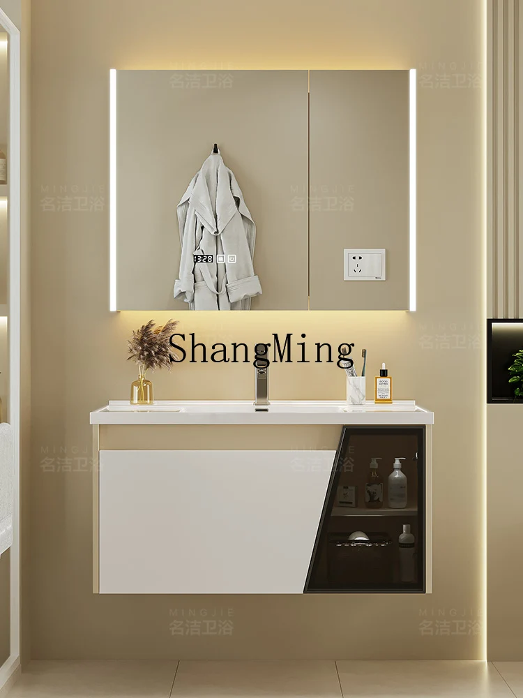 

LXY modern simple ceramic integrated basin bathroom cabinet combination intelligent light luxury bathroom washbasin