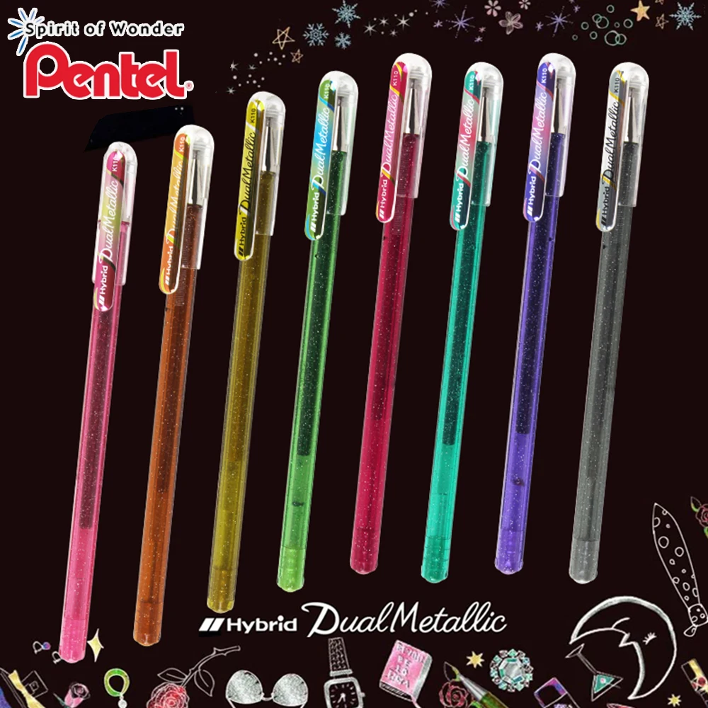 

1pcs Japan Pentel Gel Pen Two Tone Flash Pen 1.0mm K110 Color Hybrid Metallic Color Greeting Card Kawaii School Office Supplies