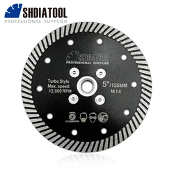 SHDIATOOL 1pc 125mm Diamond Turbo Saw Blade M14 Flange Cutting Disc Granite Marble Hot Pressed 5inch Diamond Cut Plate Masonry