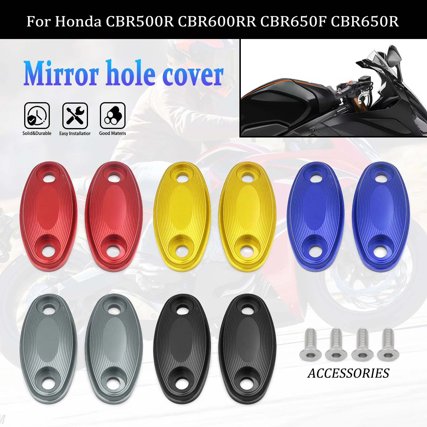 

For Honda CBR500R CBR650R CBR600RR CBR650R Rear View Mirror Block Off Base Plates Cover Decorative Windshield Drive Motorcycle