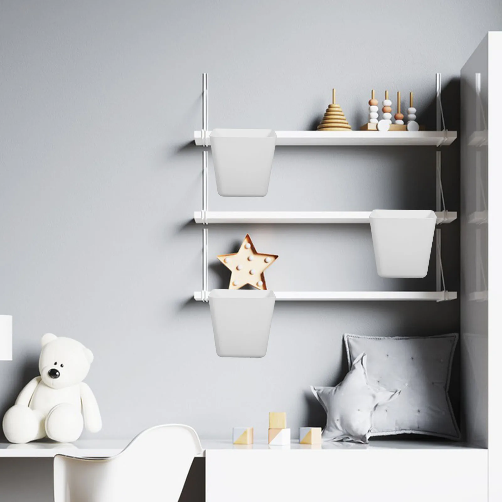 6Pcs ABS Hanging Storage Cup Small Trash Can for Rolling Cart Organizer Collecting Waste Container Hanging Cups for Rolling Cart