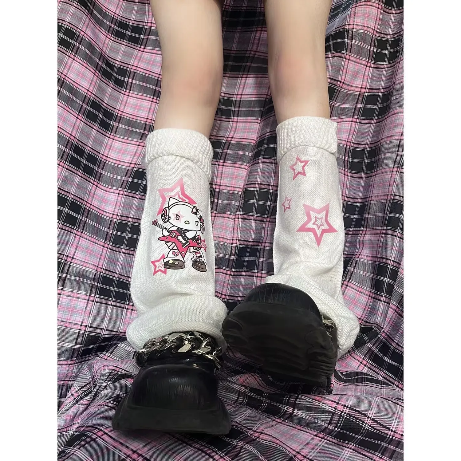 Harajuku Gothic Horn Lolita Leg Warmer JK Student CuteKnee Length Flare Socks Knitwear Leg Warmers Slouch Socks Y2k Accessories