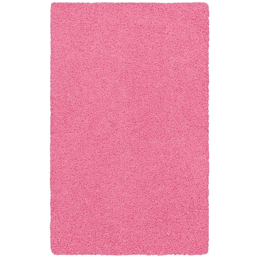 Traditional Solid Pink Youth Shag Indoor Area Rug 3' x 4'8"