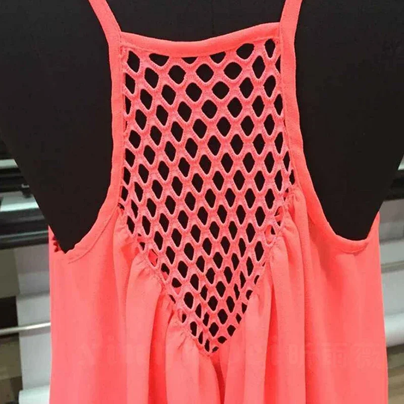 Vestido de praia feminino sem mangas com alça de espaguete, mini vestidos soltos, escavar roupas femininas, bodycon feminino, casual, verão