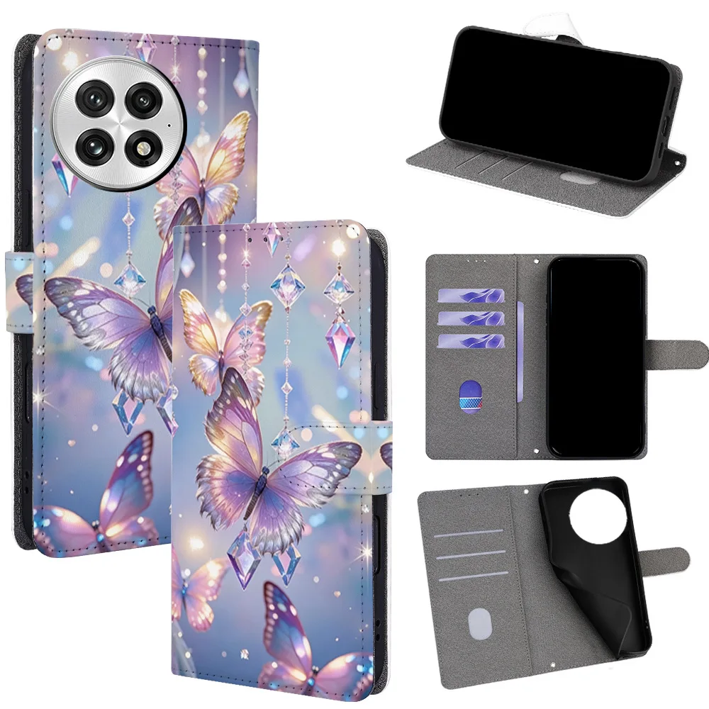 

Красочный магнитный раскладной чехол-бабочка для телефона OnePlus 15 13T 13S 13R 12 10 9RT 8T 7T Pro со встроенными слотами для карт-кошелька