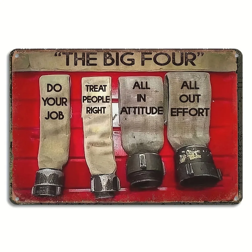 Room Decor Four Firefighters Value Metal Tin Signs Vintage Art Plaques for Home, Kitchen, Garage, Bathroom, Garden, Bar, Cafe