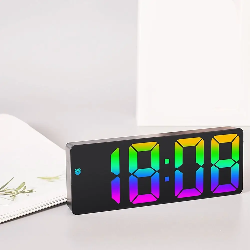 12/24H Format Digital Alarm Clock Temperature/Date Display Quiet LED Digital Clock Voice Control Snooze Mode