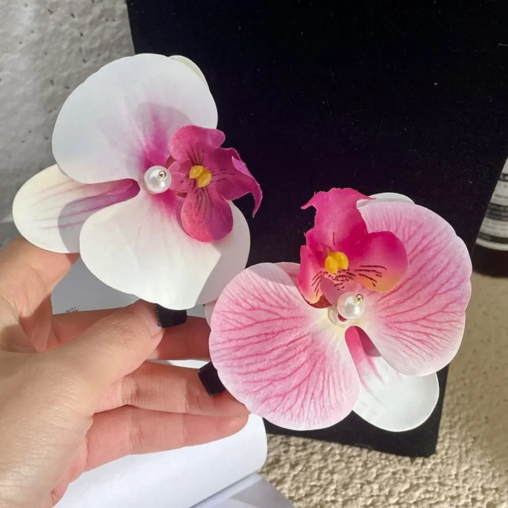 Pink Orchid Flower Hair Clip Hair Accessories Headdress Sweet Hairpin Side Barrettes Hair Ornament Bohemia Barrette Photograph