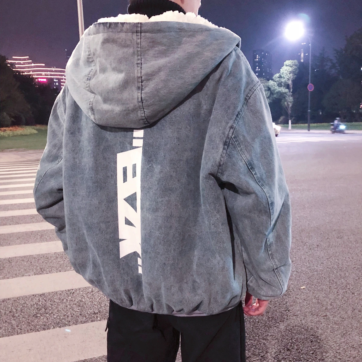 

Мужская зимняя теплая повседневная куртка с капюшоном на меху из овчины, утепленная, винтажный американский бренд, студенческий стиль INS