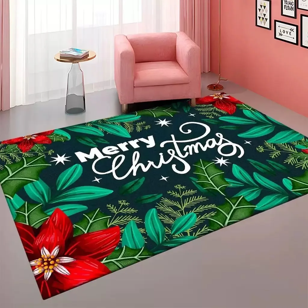 

VIKAMA Large Fluffy Christmas Rug Soft Acrylic Wool-Like Mat, Non-Slip Holiday Floor Carpet for Living Room Home Decor