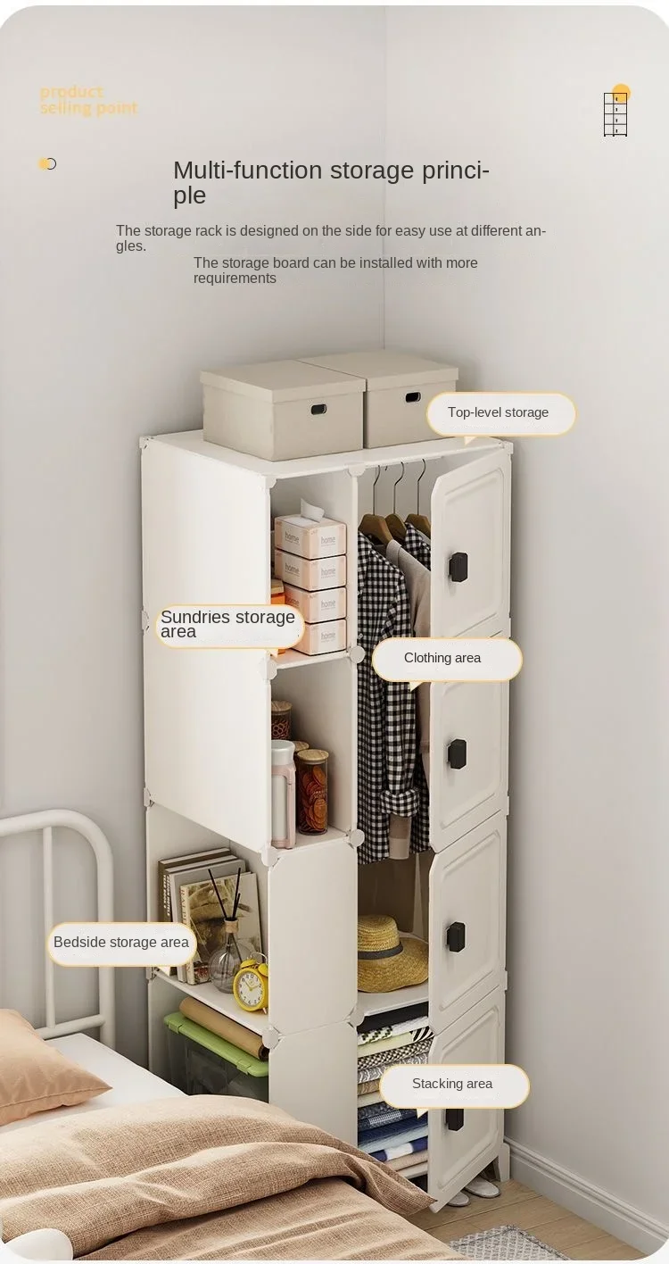 غرفة نوم منزلية متعددة الطبقات باب واحد خزانة قابلة للطي خزانة قابلة للطي الغبار خزانة رفوف السلع الأثاث