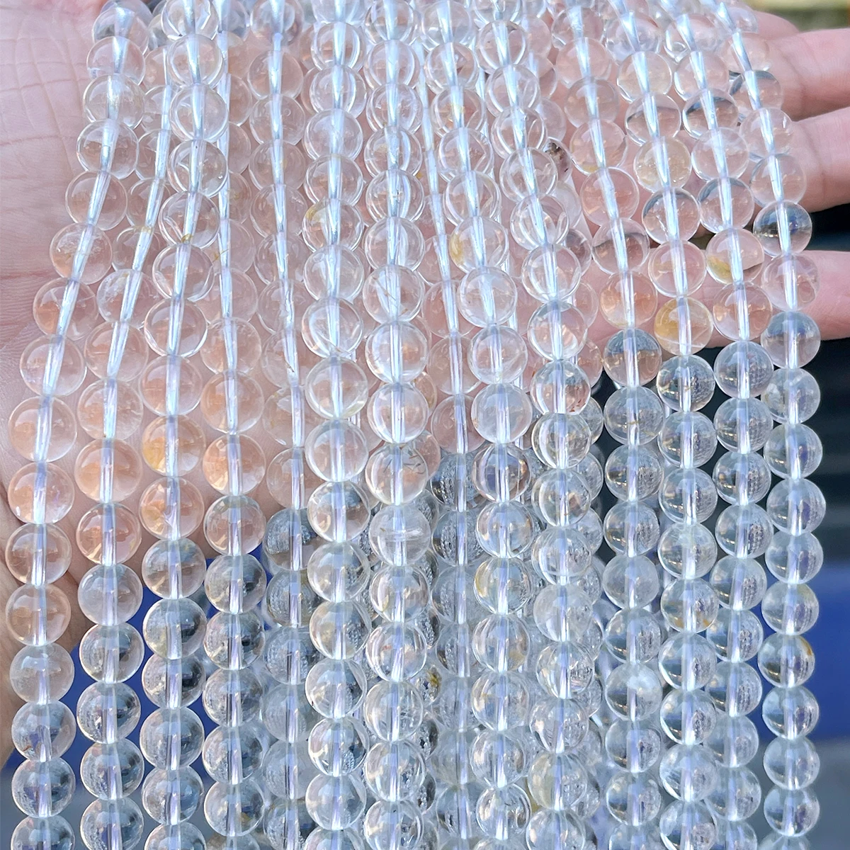 Naturstein-Quarzperlen, runde lose Abstandsperlen, weiße Kristallperlen für die Schmuckherstellung, DIY-Armband- und Halskettenzubehör – Detail 8