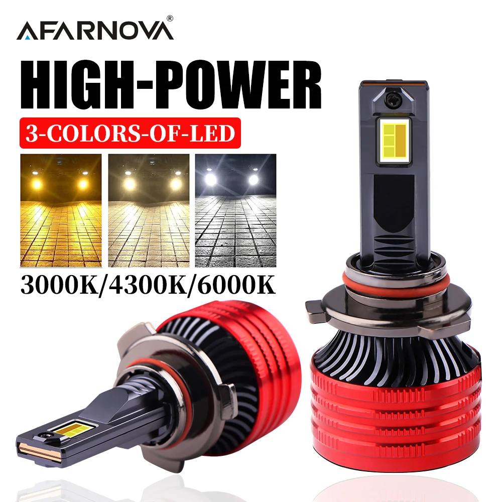 

H7 Led Car Headlight H4 H11 3-Color LED Bulb 3000K 4300K 6000K Canbus HIGH-POWER H1 H3 9005 9006 Hb3 Hb4 9012 880 for Fog Light