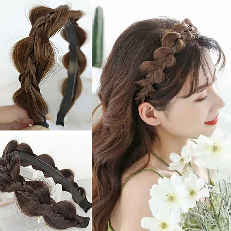 1pc Wig Twist Headbands For Women Wide Fishbone Braids Hairbands Handmade Retro Head Hoop Styling Headwear Accessories