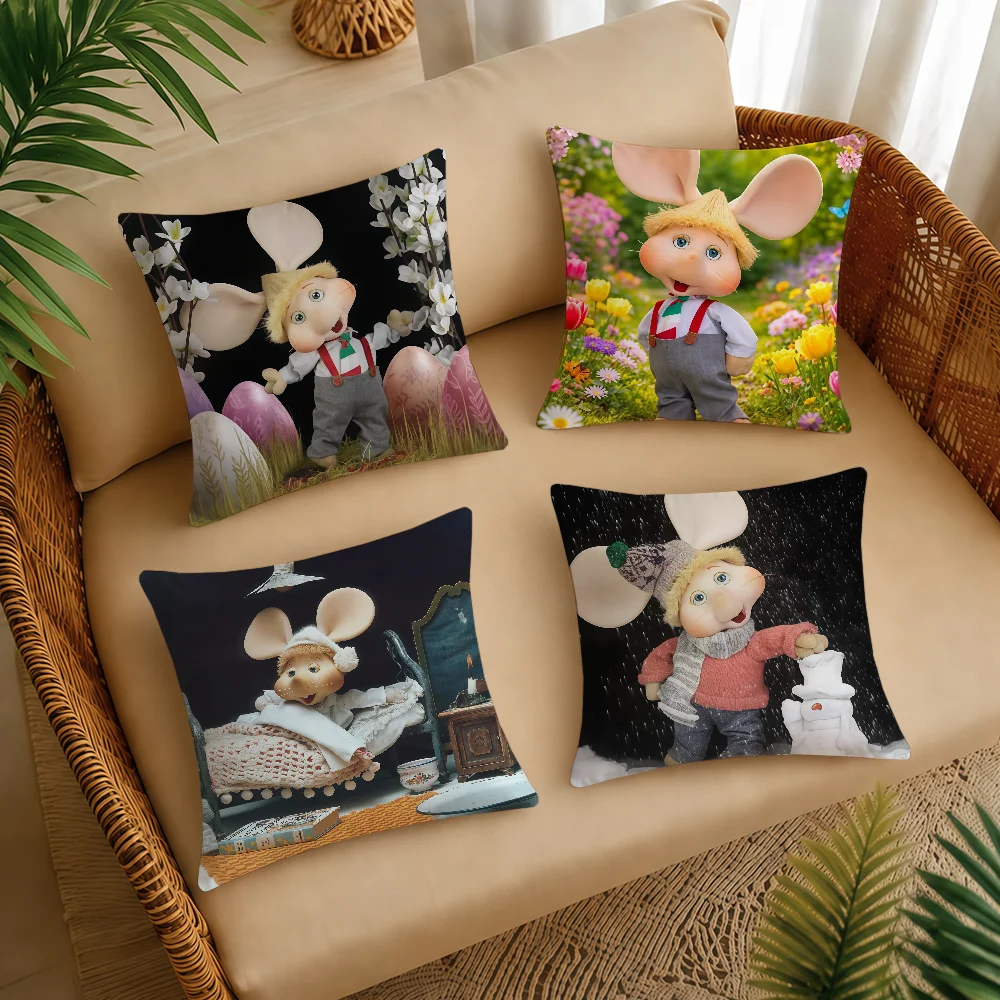 Cute T-Topo-Gigio Cartoon Cushion Cover Square Decorative Throw Pillow Case Sofa Bed Living Room Anniversary Gifts