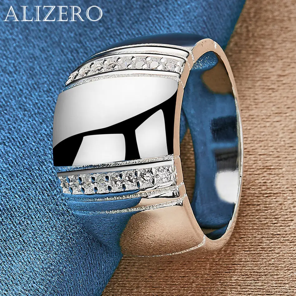 ALIZERO 925 فضة خواتم كريستال الزركون خاتم للنساء الرجال خواتم الخطبة خاتم الخلود خاتم الزفاف الفرقة مجوهرات هدايا #3