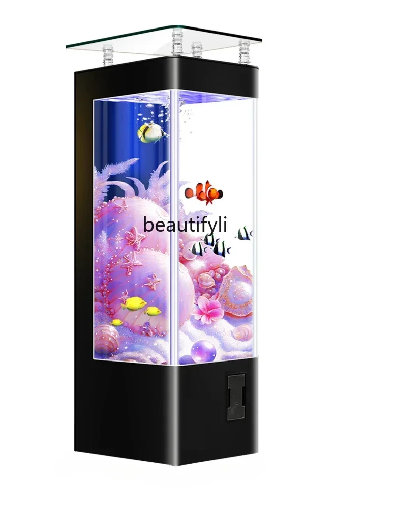 xxGlass Fish Tank Living Room Home Small Automatic Circulating Floor-Standing Aquarium Ecological Filtration System