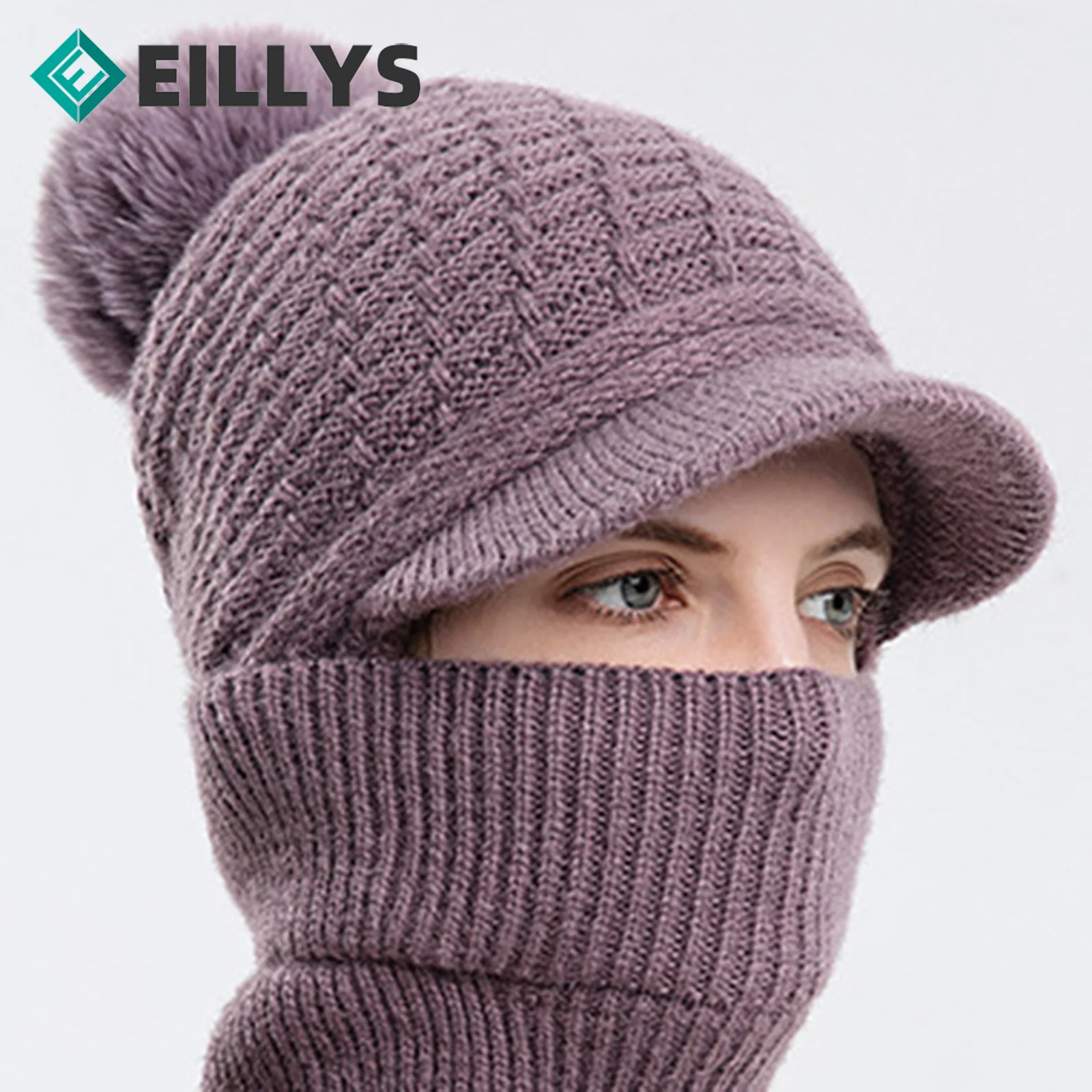

Women Scarf Warm Breathable Knitted Hat Women Ear Protection Caps Winter Warm Women Knitted Hats Coral Fleece Winter Hat Beanies