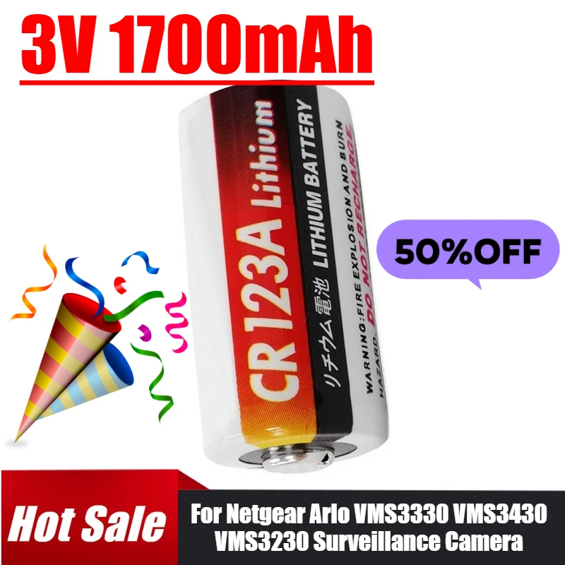 

3V 1700mAh For Netgear Arlo VMS3330 VMS3430 VMS3230 Surveillance Camera Battery CR123
