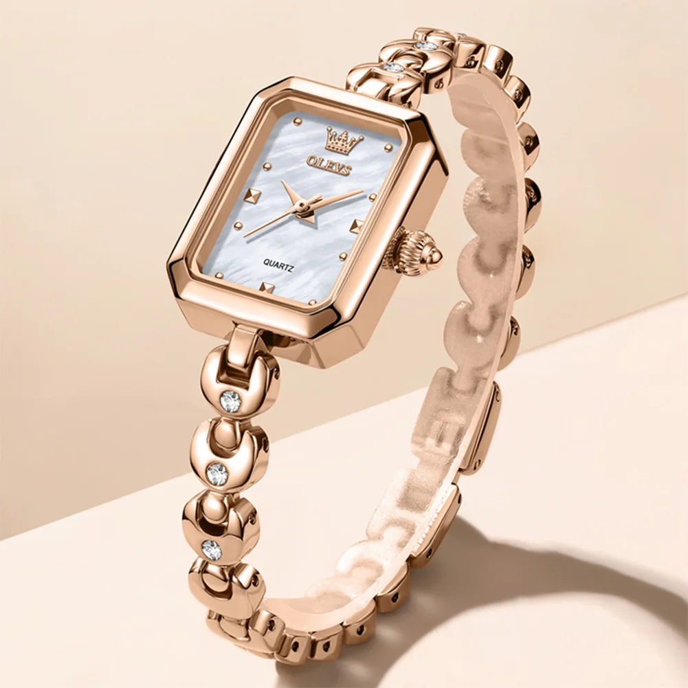

OLEVS модные элегантные часы из розового золота для женщин, оригинальный дизайн, повседневные женские наручные часы-браслет, роскошные кварцевые часы