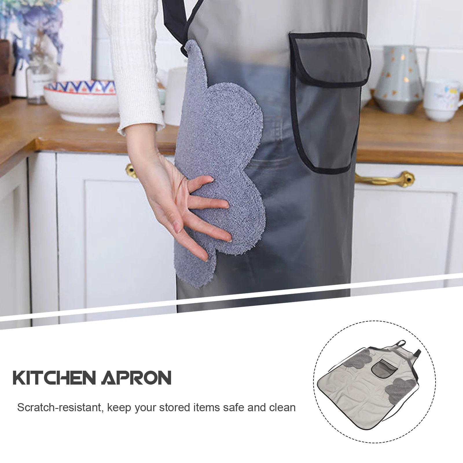 

Size Apron with Pocket Waterproof Oil-Proof Cooking Kitchen Accessories Adjustable for Baking Grilling Bbq