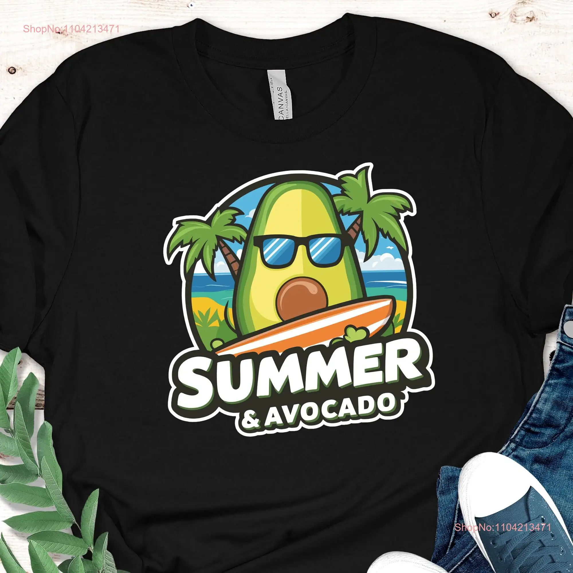 Cute Summer Avacado T Shirt Funny Avocado Couple Kids Retro Family Beach Vibes long or short sleeves