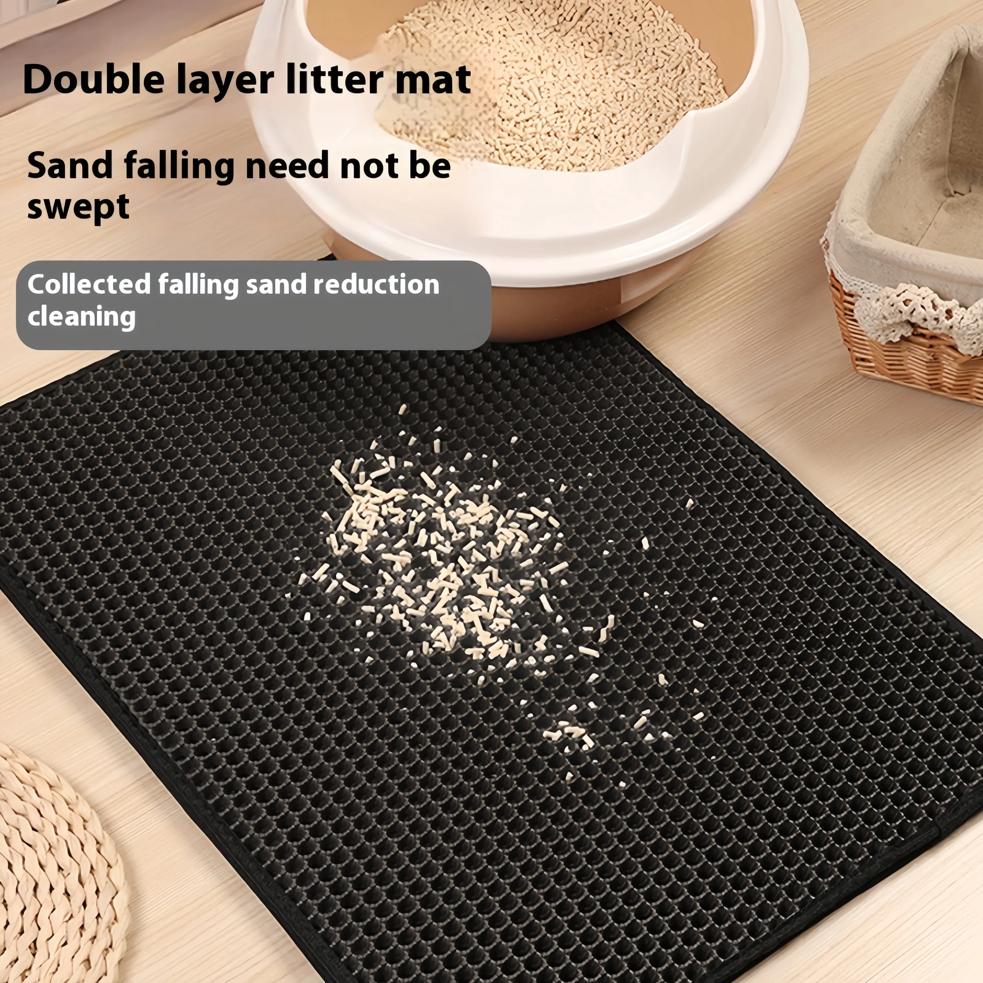 Large-caliber Double Layer Cat Litter Mat Waterproof Mat Non-slip Sand Cat Foldable Pad Washable Mat Pet Clean Supplies