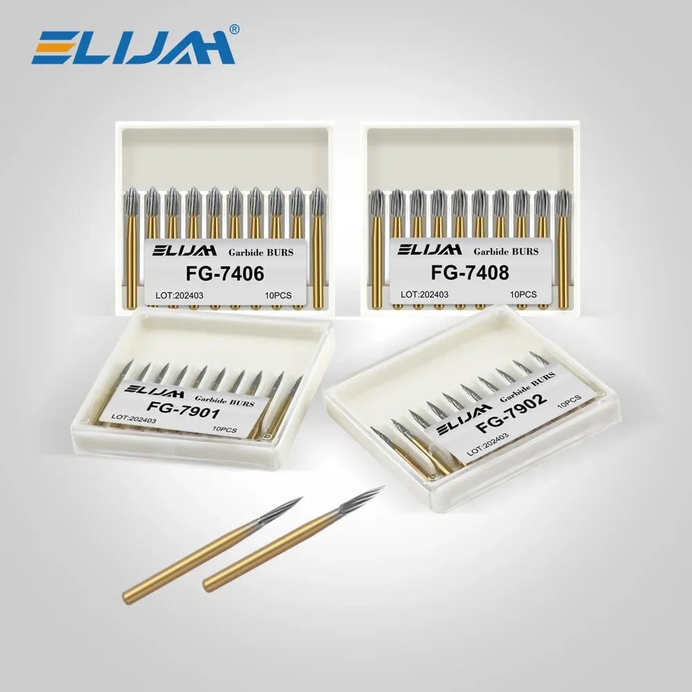エリヤ-10-個超硬バータングステン鋼チタンコーティングされた-fg-7406-fg-7408-歯トリミング仕上げ高速ハンドピースツール