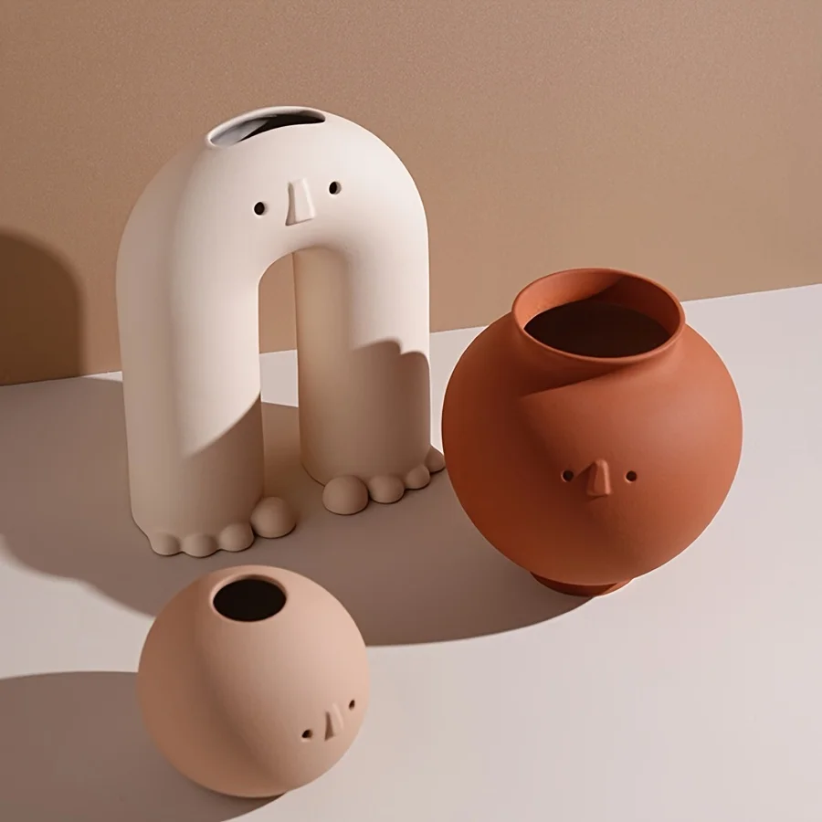 

Vintage Wabi Sabi Ceramic Vase Home Decor Living Room Tabletop Flower Art Ornament