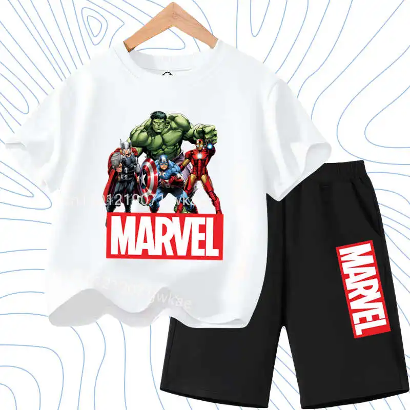 Completo Estivo Spider-Man per Bambini, Tuta Casual a Maniche Corte con T-shirt e Pantaloncini, Set 2 Pezzi per Ragazzi