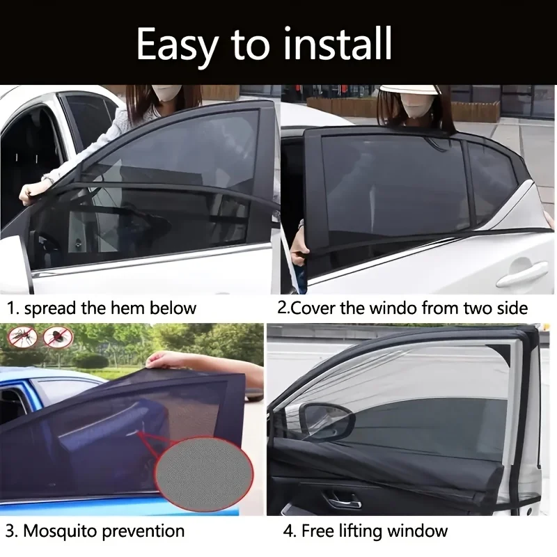 Car Sunshade Curtains Universal Side Window Shades SUV Curtains Protection Repellent Mosquito Mesh Net Sunshade Auto Accessories