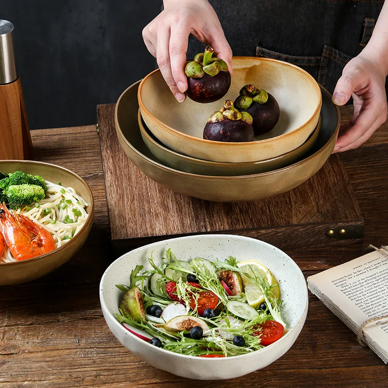 

Japanese Irregular Salad Bowl Ceramic Bowl Special-shaped Dessert Soup Noodle Bowl Commercial Ceramic Tableware