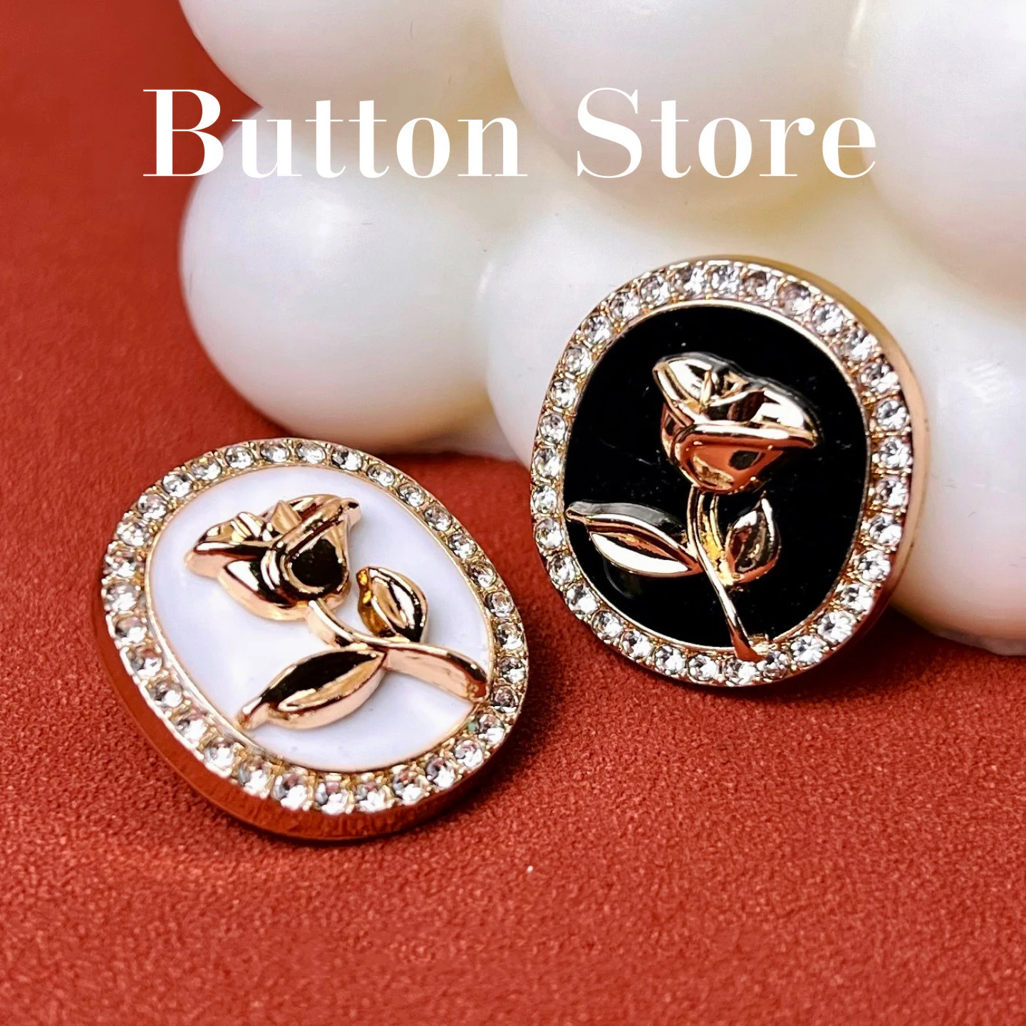 6Pcs Luxury Design Three-dimensional Rose Metal Buttons, Suitable for High-end Clothing Accessories DIY Black White Golden