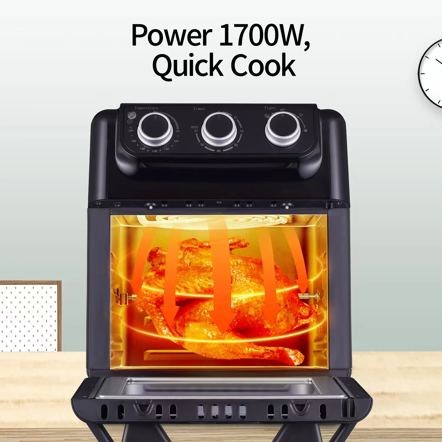 2023 elemen pemanas Halogen penjualan terlaris 1700W dengan 12 pra-set Manual memasak 12L oven penggorengan udara